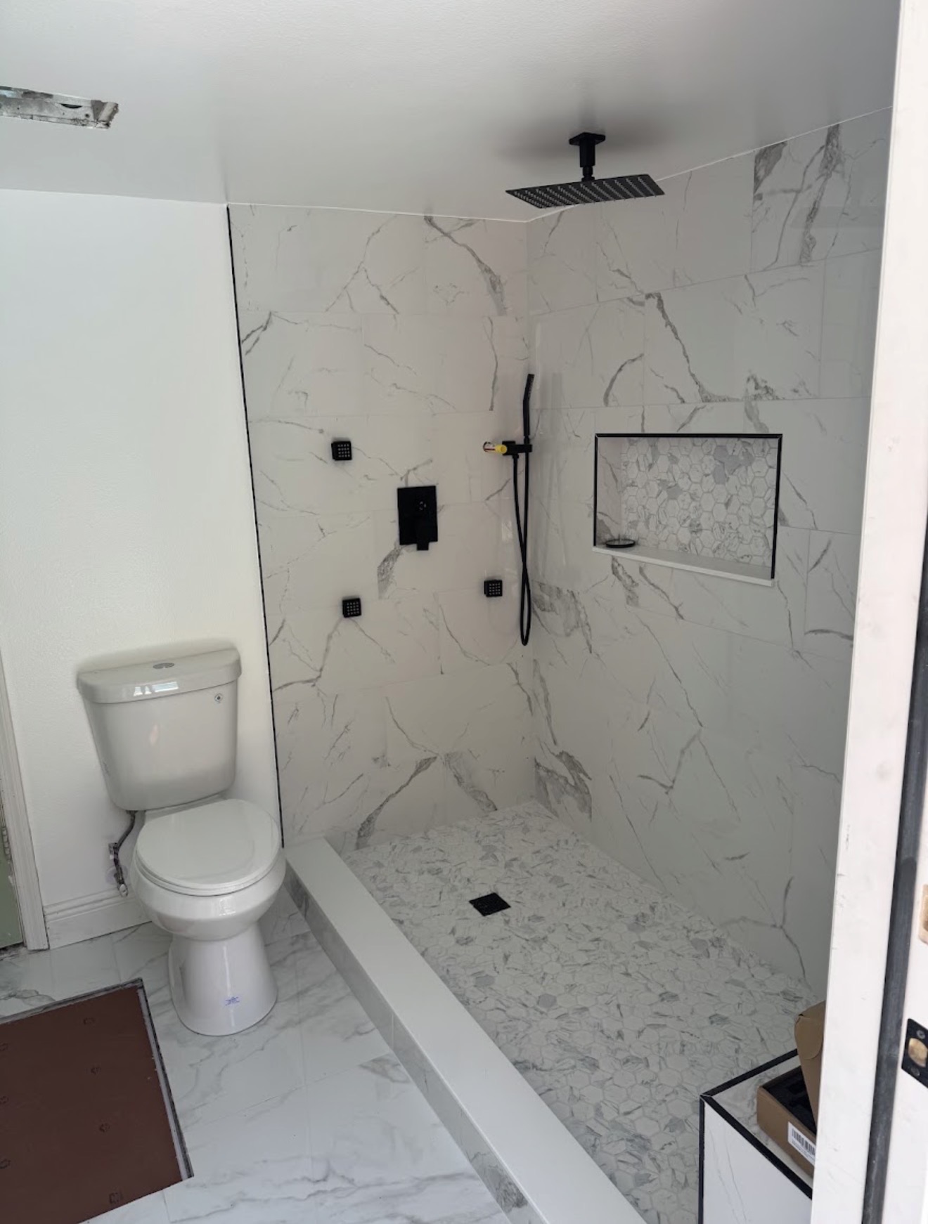 Completed shower plumbing installation